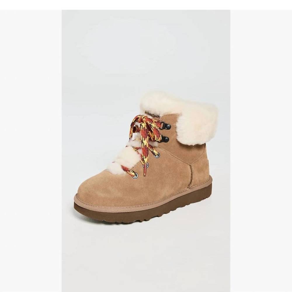 NEW UGG women classic mini alpine lace boot in chestnut - Picture 2 of 3